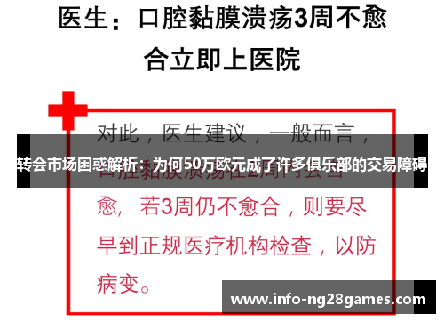 转会市场困惑解析：为何50万欧元成了许多俱乐部的交易障碍
